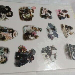 3 copies of a 8X10 page vintage stickers